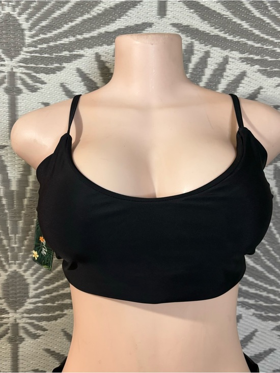 Blooming Jelly Other - Black Minimalist Bikini Top Seamless Swim Bralette Spaghetti Strap Y2K Size L
